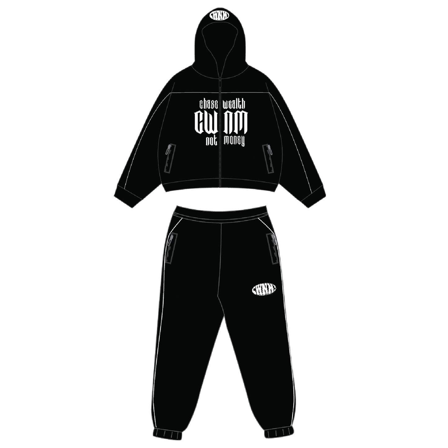 'KNOWLEDGE IS KEY' BLACK NYLON TRACKSUIT